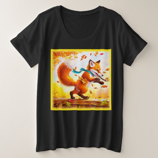 Niedlicher Red Fox in Herbstsaison Malerei. Jetzt  Große Größe T-Shirt (Design vorne)