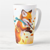 Niedlicher Red Fox in Herbstsaison Malerei. Jetzt Milchtasse (Rechte Ecke)