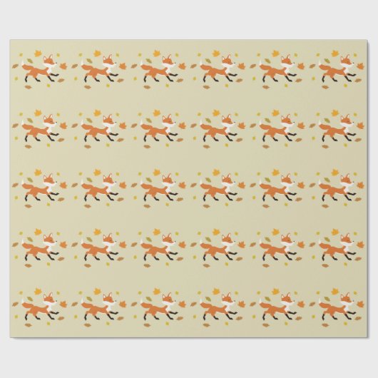 Niedlicher Red Fox mit Herbstlaub-Muster Geschenkpapier (Flach)