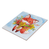 Niedlicher Red Fox mit Herbstlauben Fliese (Seite)