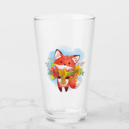 Niedlicher Red Fox mit Herbstlauben Glas