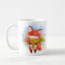Niedlicher Red Fox mit Herbstlauben Kaffeetasse