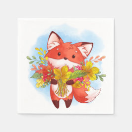 Niedlicher Red Fox mit Herbstlauben Serviette