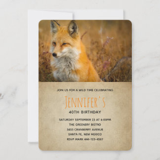 Niedlicher Red Fox Nature Foto Geburtstag Einladung