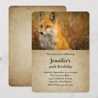 Niedlicher Red Fox Nature Foto Geburtstag Einladung