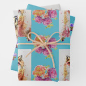 Niedlicher Red Fox Wasserfarbe Rose Wald Geschenkpapier Set (Beispiel)