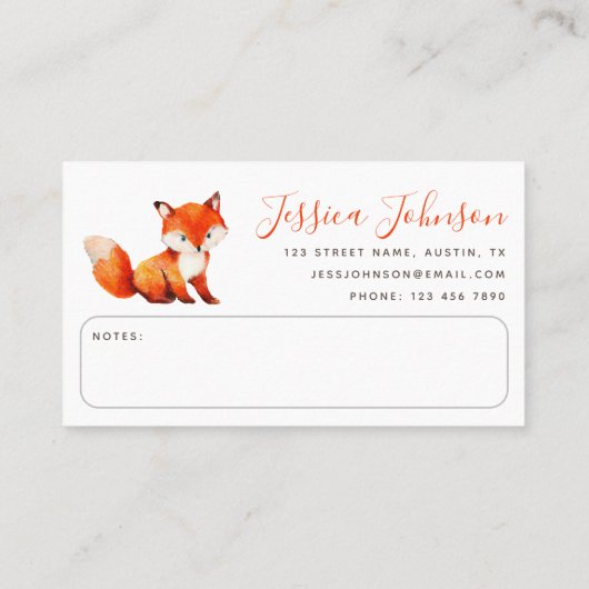 Niedlicher Red Fox Wasserfarben-Mommy Anrufdatum Visitenkarte (Rückseite)