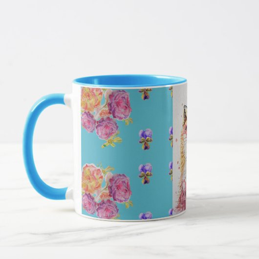 Niedlicher Red Fox Wasserfarben Rose Wald Tasse (Links)