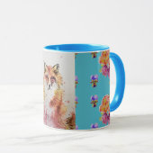Niedlicher Red Fox Wasserfarben Rose Wald Tasse (VorderseiteRechts)