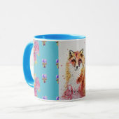 Niedlicher Red Fox Wasserfarben Rose Wald Tasse (Vorderseite Links)