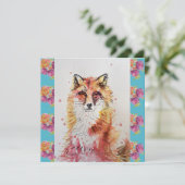 Niedlicher Red Fox Wasserfarben Wald Landschaft Ar (Stehend Vorderseite)