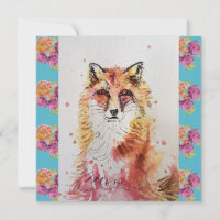Niedlicher Red Fox Wasserfarben Wald Landschaft Ar
