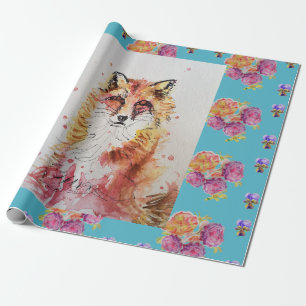 Niedlicher Red Fox Wasserfarben Wald Landschaft Ar Geschenkpapier