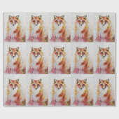 Niedlicher Red Fox Wasserfarben Wald Landschaft Ar Geschenkpapier (Flach)
