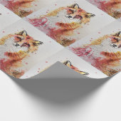 Niedlicher Red Fox Wasserfarben Wald Landschaft Ar Geschenkpapier (Ecke)