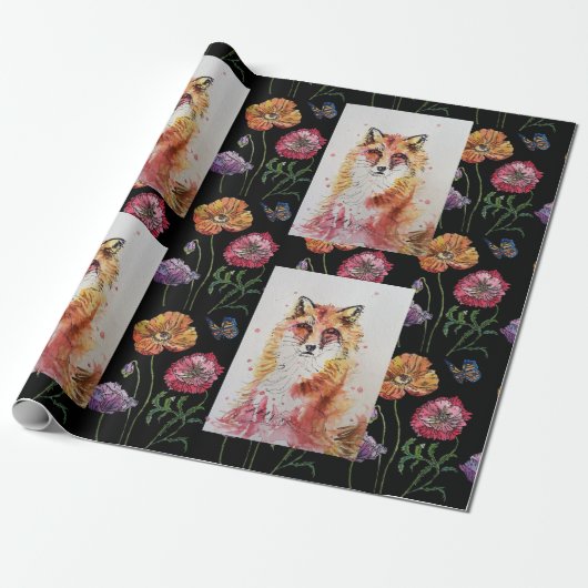 Niedlicher Red Fox Wasserfarben Wald Landschaft Ar Geschenkpapier (Ungerollt)
