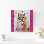 Niedlicher Red Fox Watercolor Kinderspielraum Uhr (Zuhause)