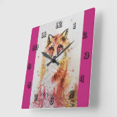 Niedlicher Red Fox Watercolor Kinderspielraum Uhr (Winkel)