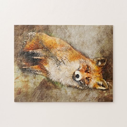 Niedlicher Red Fox Wildlife Art Puzzle (Horizontal)