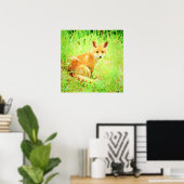 Niedlicher Red Fox Wildlife Watercolor Malerei Poster (Heimbüro)