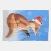 Niedlicher Red Fox Woodland Weihnachtsschnee Geschirrtuch (Horizontal)