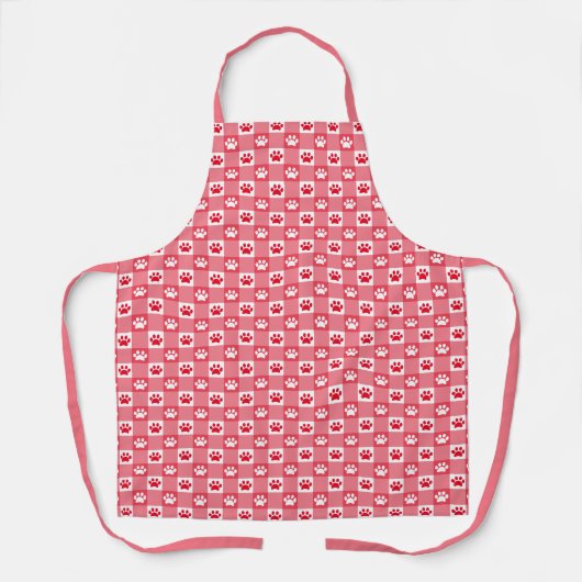 Niedlicher Red Gingham mit Paw Prints Pattern Schürze (Vorderseite)