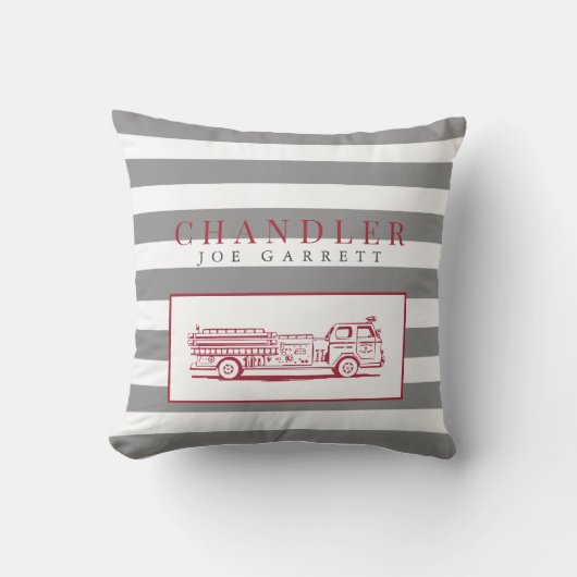 Niedlicher Red Gray Fire LKW Feuerwehrmann Kinderz Kissen (Vorderseite)