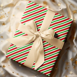 Niedlicher Red Green Strip Goldtext Geschenkpapier