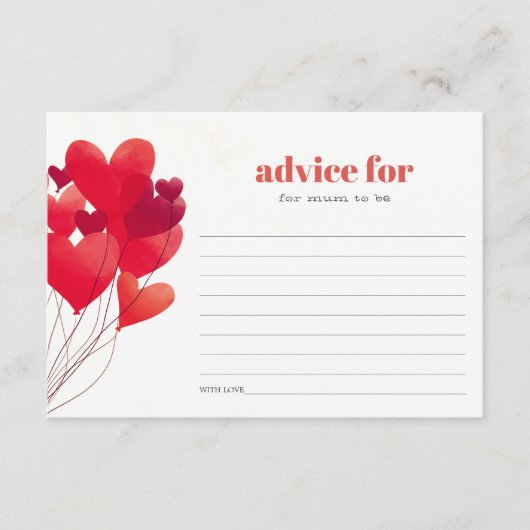 Niedlicher Red Heart Balloons Ratschlag für Mama B Begleitkarte (Vorderseite)