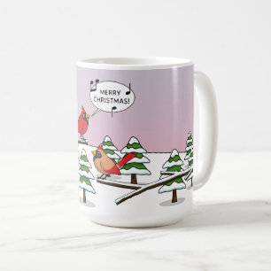 Niedlicher Red Kardinal Singen frohe Weihnachten Kaffeetasse