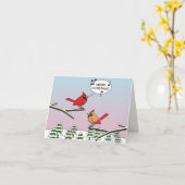 Niedlicher Red Kardinal Singen frohe Weihnachten Karte (Gelbe Blume)