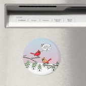 Niedlicher Red Kardinal Singen frohe Weihnachten Magnet (In Situ (Geschirrspüler))