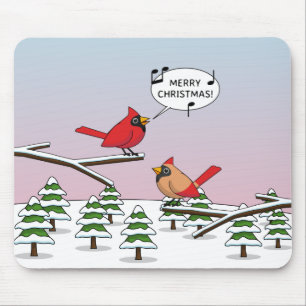 Niedlicher Red Kardinal Singen frohe Weihnachten Mousepad