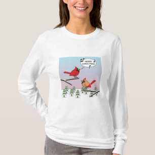 Niedlicher Red Kardinal Singen frohe Weihnachten T-Shirt