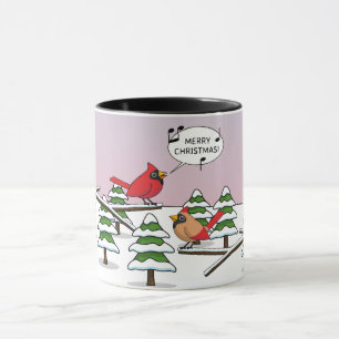 Niedlicher Red Kardinal Singen frohe Weihnachten Tasse