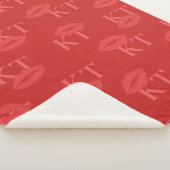 Niedlicher Red Lipstick Kisses Lips Muster Mit Mon Sherpadecke (3/4)