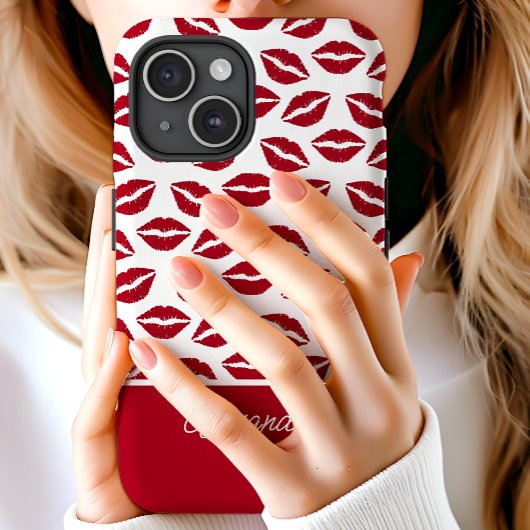 Niedlicher Red Lipstick Kisses Skriptname Case-Mate iPhone Hülle