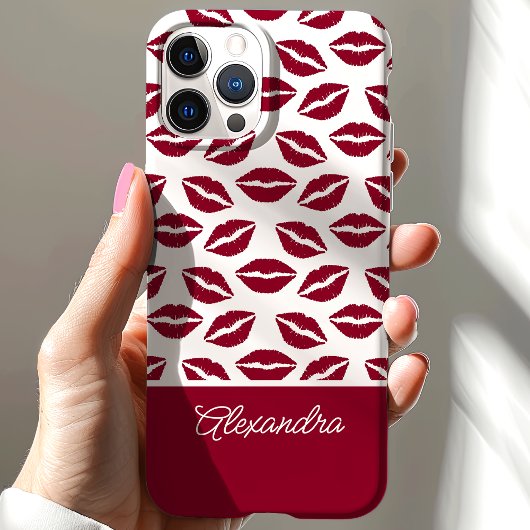 Niedlicher Red Lipstick Kisses Skriptname Case-Mate iPhone Hülle