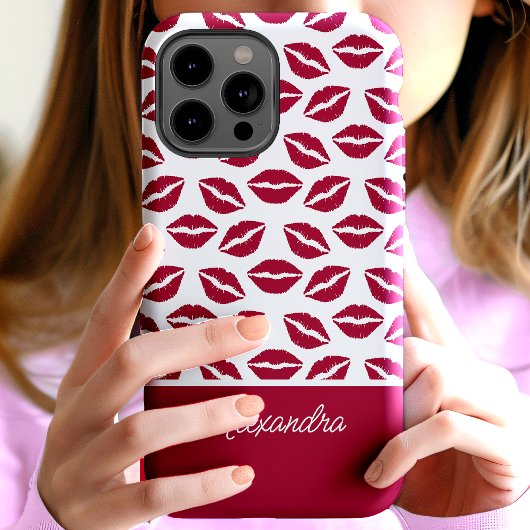 Niedlicher Red Lipstick Kisses Skriptname Case-Mate iPhone Hülle