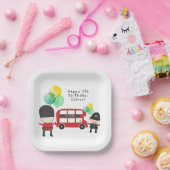 Niedlicher Red London Bus Theme Kindergeburtstag Pappteller (Party)