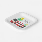 Niedlicher Red London Bus Theme Kindergeburtstag Pappteller (Gewinkelt)