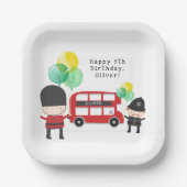 Niedlicher Red London Bus Theme Kindergeburtstag Pappteller (Vorderseite)