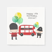 Niedlicher Red London Bus Theme Kindergeburtstag Serviette (Vorderseite)