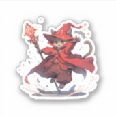 Niedlicher Red Mage Cat Hero Aufkleber (Vorderseite)