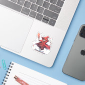 Niedlicher Red Mage Cat Hero Aufkleber (Laptop mit iPhone)