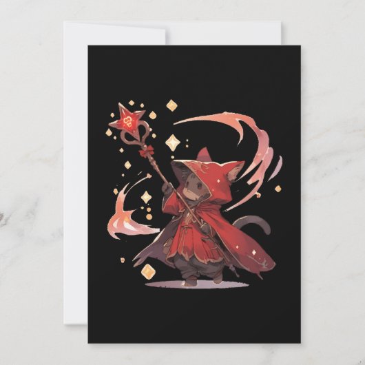 Niedlicher Red Mage Cat Hero Einladung (Vorderseite)