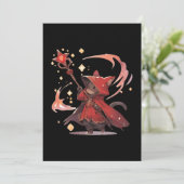 Niedlicher Red Mage Cat Hero Einladung (Stehend Vorderseite)