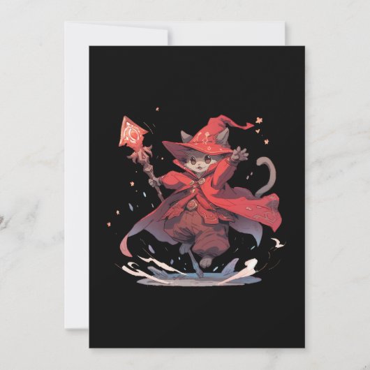 Niedlicher Red Mage Cat Hero Einladung (Vorderseite)