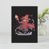 Niedlicher Red Mage Cat Hero Einladung (Stehend Vorderseite)