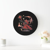 Niedlicher Red Mage Cat Hero Große Wanduhr (Zuhause)